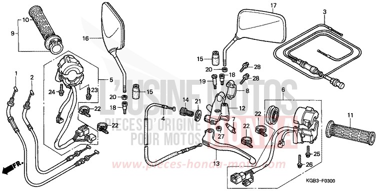 HANDLE LEVER/SWITCH/CABLE for Shadow VT125C CANDY GLORY RED-U (R101) from 1999